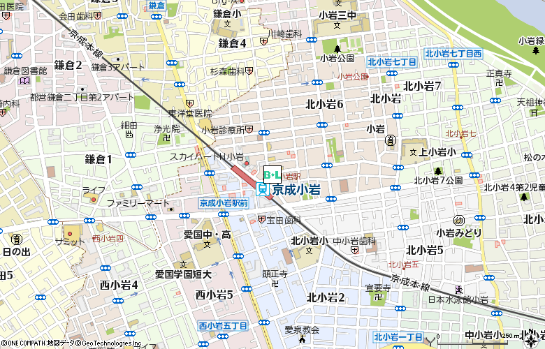 京成小岩コンタクト付近の地図